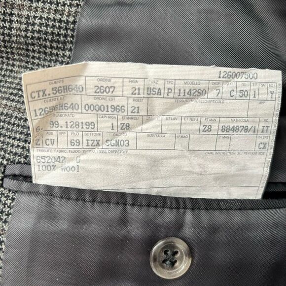 Ermenegildo Zegna 100% Wool Herringbone Blazer Gray See Measurements For Size - Picture 8 of 11